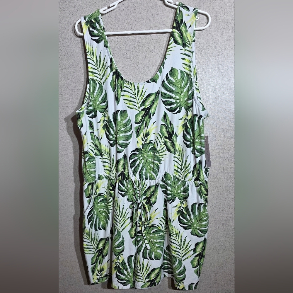 Derek Heart Green Leaf Print Top